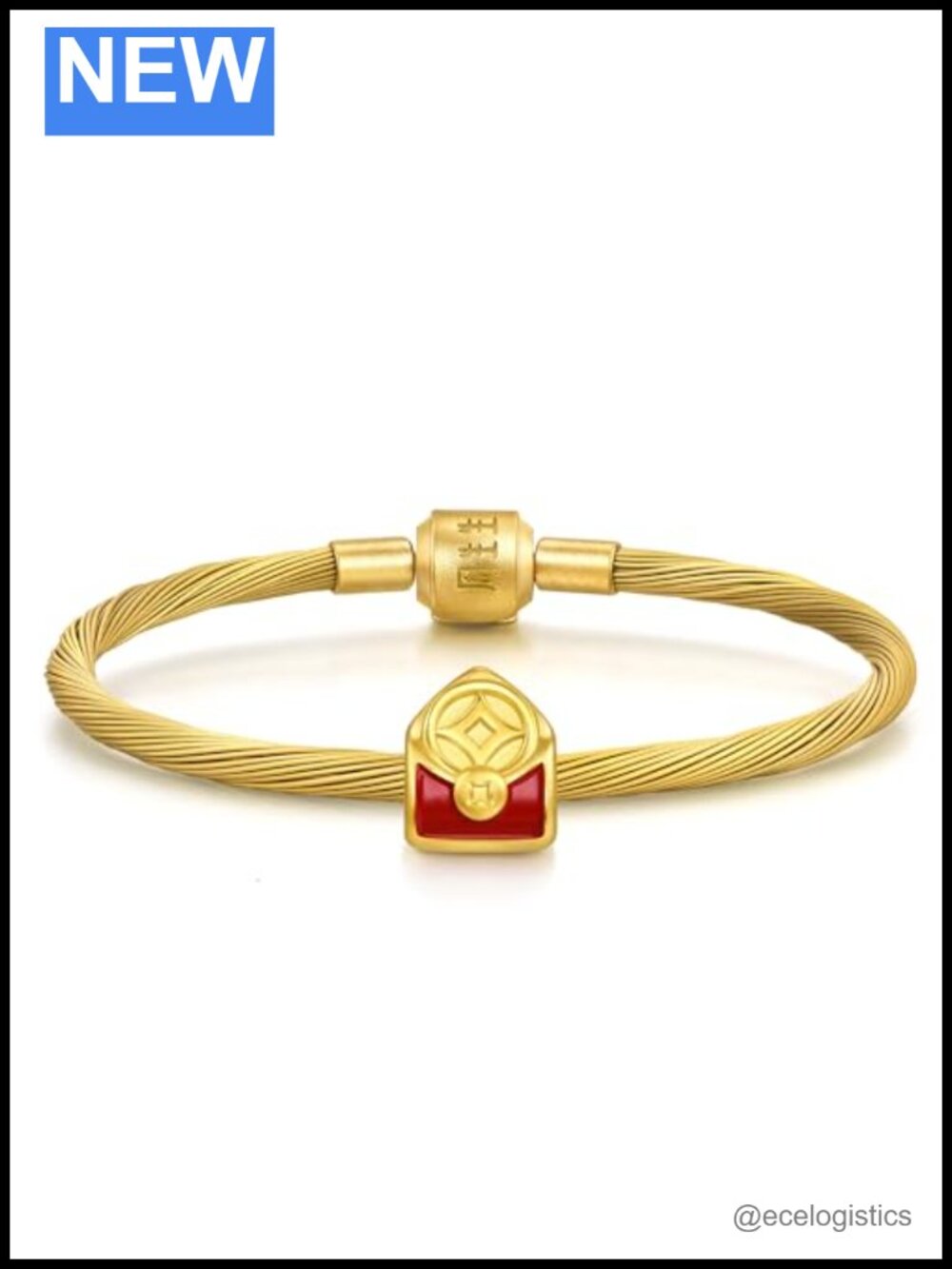 CHOW SANG SANG 999 Gold Charm Bracelet with Red Packet Money Charm, 17cm